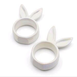 2pk Iridescent Napkin Rings Bunny Ears -Bullseye's Playground
